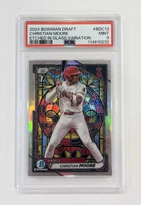 2024 Bowman Draft Christian Moore Etched In Glass SSP 1st #BDC-13 PSA 9 Mint - Picture 1 of 2