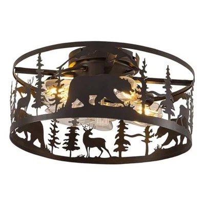 Farmhouse Caged Ceiling Fans with Lights and Remote Control,Rustic D18 inch - Image 1 of 4