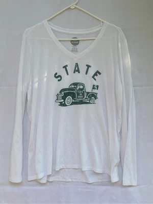 Life is Good State Long Sleeve Tee XL White Green Truck Graphic Michigan State V - Image 1 of 4
