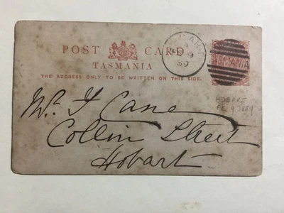 Tasmania Letter card/envelope 1d Red 1889 used - Image 1 of 2