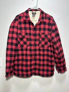 Vintage kariert Flanell Sherpa gefüttert Retro Chore Shacket Mantel Hemd Baumwolle Händler - Bild 1 von 6