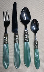 Bugatti By Vietri Flatware 4 Pcs Aqua Acrylic Handle 1810 Italy - Picture 1 of 5