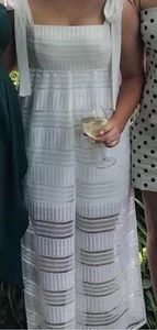 Shona Joy Size 10 White Lined Lace Wide Leg Party Wedding Formal Jumpsuit - Picture 1 of 7