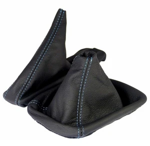 Schaltsack + Handbremsmanschette für BMW 3er e46 100 % Echtleder Leder Naht Blau - Bild 1 von 2