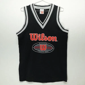 Vintage Wilson Tank Top Mens Medium Black V Neck Basketball - Picture 1 of 9
