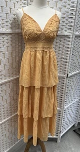 "REBELLION AGAIN"SIZE"M"WOMENS SOFT PASTEL ORANGE CROCHET BODICE~NWOT* - Picture 1 of 9