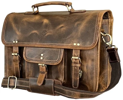 Bolso Mensajero de Cuero para Hombres - Maletín de Cuero de Grano Completo Cartera para Laptop O... Foto 1 de 4