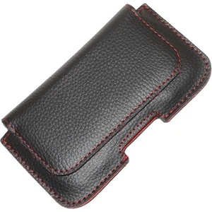 Kl09 Case Custodia Da Cintura Simil Pelle Black Red Per Htc One M7 Mini M4 S Sc - Foto 1 di 4