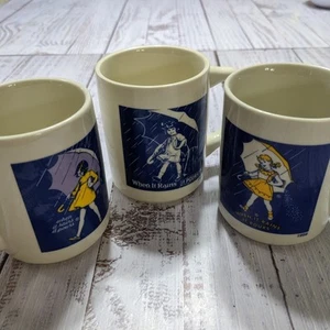 3 Morton Salt Vintage Keramik Tassen When It Rains It Pours Kaffee - Bild 1 von 10