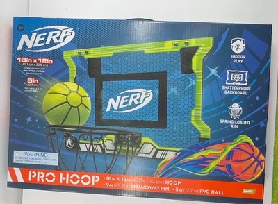 NERF Pro Hoop Indoor Basketball Breakaway Rim PVC Ball Shatterproof 18"x12"  SH - Image 1 of 2