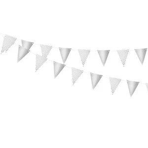 2 Pcs 16.4 Feet Silver Pennant Banner Flags String Triangle Hanging - Picture 1 of 7
