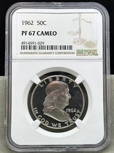 1962 - Proof Silver Franklin 50C Half Dollar - NGC PF 67 CAMEO - Picture 1 of 2