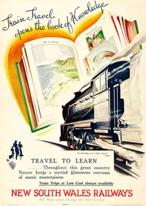 New South Wales Railways Vintage Travel Poster A1 High Quality Canvas Print - Picture 1 of 1