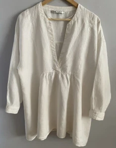 Blusa Top Zara Lino Bohemio Calzoncillo Babydoll Cuello en V Profundo Talla Grande S - Imagen 1 de 3
