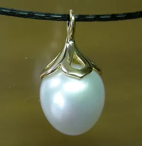 15mm! PERLA BLANCA DEL MAR DEL SUR SIN TRATAR + POTENCIADOR COLGANTE DE ORO MACIZO DE 18 quilates + certificado - Imagen 1 de 1
