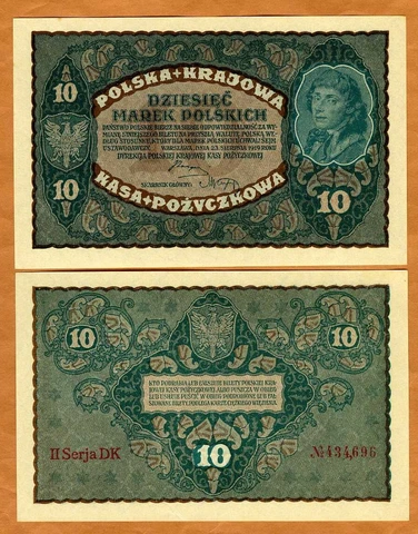 Poland, 10 Marek, 1919, P-25, UNC Over 100 years old Cover