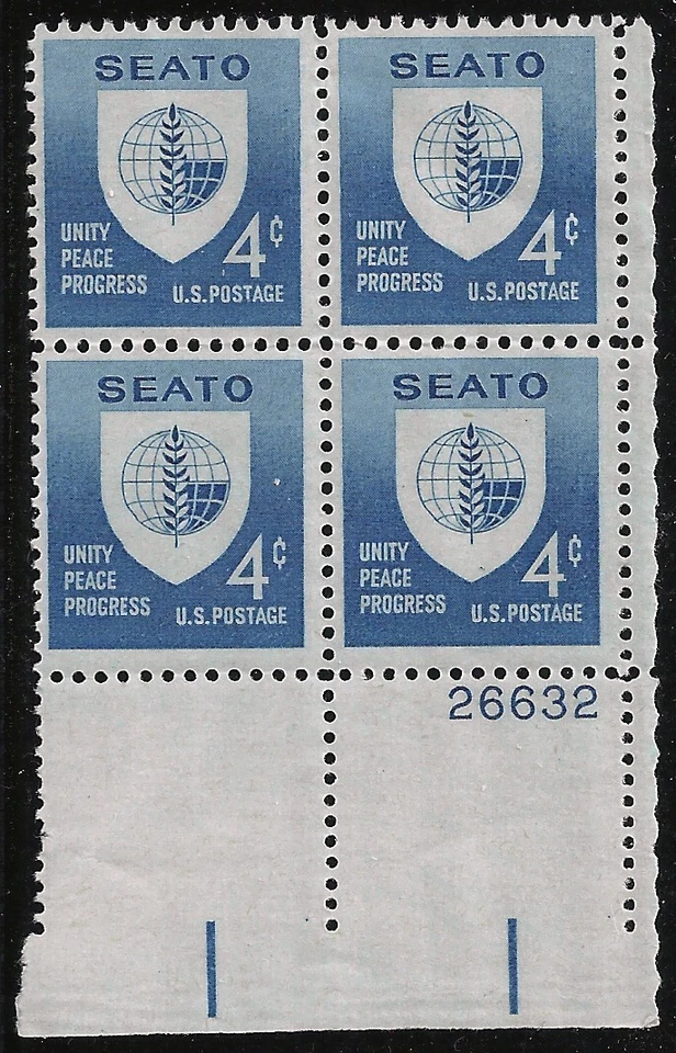 US Scott #1151, Plate Block #26632 1960 SEATO 4c FVF MNH Lower Right - Image 1 of 1