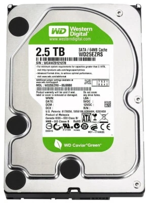 Hard Drive WD Caviar Green WD25EZRS 2.5TB 5400RPM 64MB SATA II 3.5'' Inch - Image 1 of 4