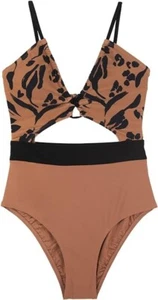 Women's One Piece Swimsuit Plunge Neckline Cutout Criss Cross Bathing Suit - Picture 1 of 2