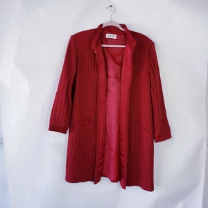 Lilli Ann Collections Vtg 80s Blazer Jacket Sz Large Made In Usa Suede Trim Red  - Picture 1 of 4