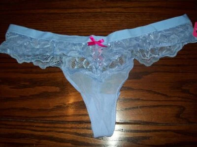 NWT BETSEY JOHNSON REBEL ROSE LACE THONG PANTIES 722607 SSBLU 453 L - Image 1 of 2