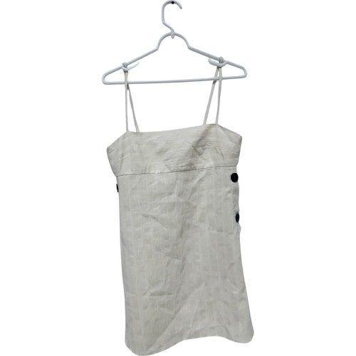 OFF WHITE Zara Mini Abito Donna M Ecrù Avorio Bottoni Laterali Scollo Quadrato 8472 106 Nuovo con etichette