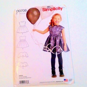 Simplicity Pattern #D0708 Girls Dress and Lined Jacket Size 3-8 Uncut - Picture 1 of 2