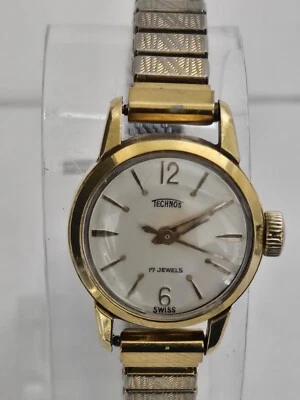 Vintage Technos Ladies Swiss 17 Jewels Manual Wind Incabloc Antimagnetic Runs - Image 1 of 4