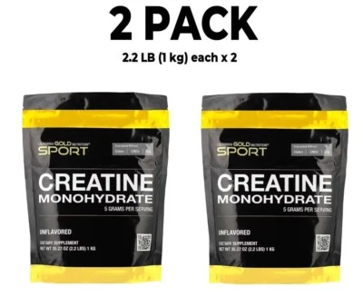 California Gold Nutrition, 2 PACK Creatine Monohydrate, Unflavored, 2.2 lbs 1 kg - Image 1 of 3
