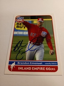 2012 Inland Empire 66ers Class A-Los Angeles Angels) Brandon Emanuel AUTOGRAPHED