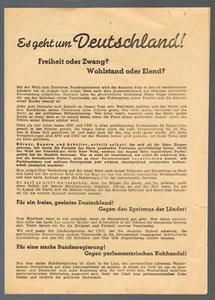 Bundestagswahl 1949 alte Wahl-Propaganda FDP "Es geht um Deutschland" Original - Bild 1 von 3