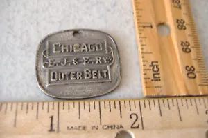 CHICAGO OUTER BELT~E.J. & E. RY~METAL TAG~SAFETY IS YOUR PERSONAL RESPONSIBILITY - Picture 1 of 3