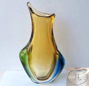 Massive Glas Vase, signiert, um 1960 M640 - Picture 1 of 12