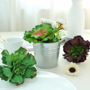 Orange Burgundy Green 6" Faux Succulent Echeveria Rosettes Sprays Stems Sale - Picture 1 of 7