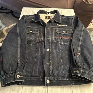 Chaqueta Denim Pepe Jeans London Lavada a la Luz Roja Texturizada Logo Forrada Talla Hombres XL - Imagen 1 de 16