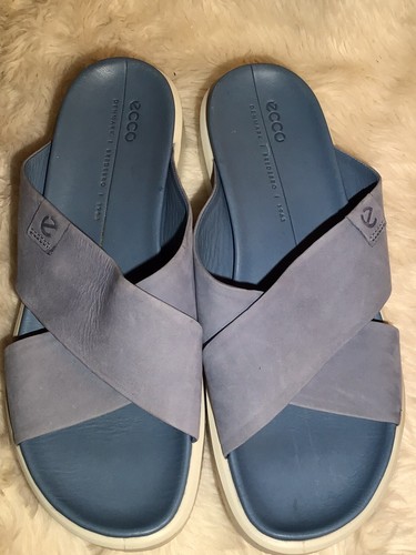 Sandali comodi Ecco Flowt LX donna 8 slide blu pelle nabuk