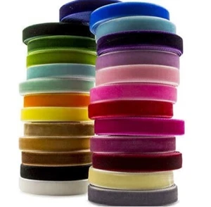 Velvet Ribbon Trim Good Quality Cut to Length 10/16/25mm 43 COLOURS Crafts 1380 - Picture 1 of 43