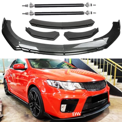 Carbon Front Bumper Lip Splitter Spoiler Body Kit For Kia Forte Koup 2010-2017 - Image 1 of 4