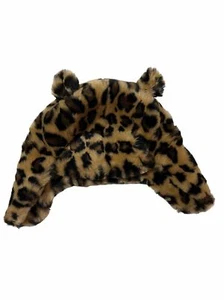 KIDS SIZE 4-6 YEARS UGG Faux Fur Trapper Hat w/ Ears Leopard Spotty Animal Print - Picture 1 of 9