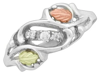 Anillo Dakota Black Hills oro sobre plata banda con 3 circonitas #GSZ 451 selecciona tu talla Foto 1 de 2