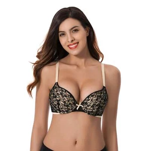 Women's Plus Size Push Up Underwire Full Coverage Tshirt Lace Bras-1PK - Picture 1 of 7