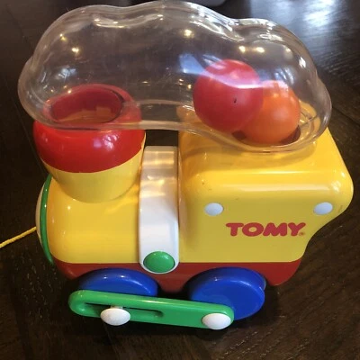 Vintage Tomy 1990 Pop up Balls Train Push Pull Toy - Tested And Works Colorful - Image 1 of 4