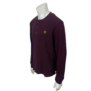 Chaps Mens XL Thermal Pullover Henley L/S Shirt Chaps Rich Ruby 3 Button Collar - Picture 1 of 11