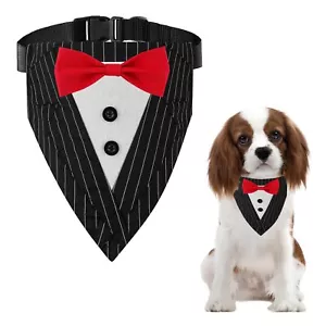 Formal Dog Tuxedo 1 Pack Formal Dog Tuxedo Wedding Dog Bandana Collar Adjusta... - Picture 1 of 7