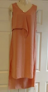 Miss Patina small dusky pink long column sleeveless tunic dress fray design new - Picture 1 of 4