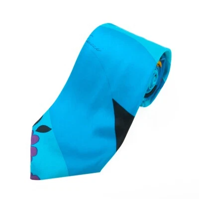 Gucci Blue Floral Print Tie 28350 Foto 1 de 4