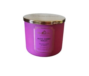 White Barn Bath and Body Works Black Cherry Merlot 3 Wick Candle Burns 25-45 HRS - Picture 1 of 3