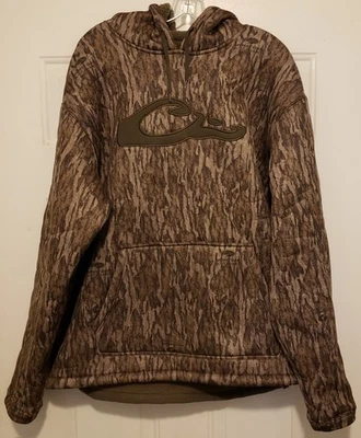 Mens DRAKE Waterfowl 1/4 Zip Mossy Oak Fleece Lined Pullover Hoodie Size XL - Image 1 of 3