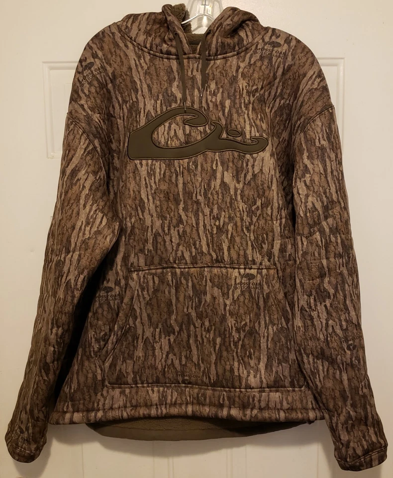 Mens DRAKE Waterfowl 1/4 Zip Mossy Oak Fleece Lined Pullover Hoodie Size XL - Image 1 of 3