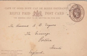 Cape of Good Hope 1894 1d Reply-Paid Postal Card to Portsea, England, complete - Picture 1 of 4